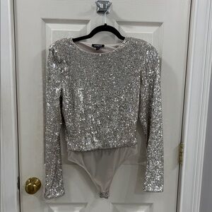 Express Champagne Sequin Top